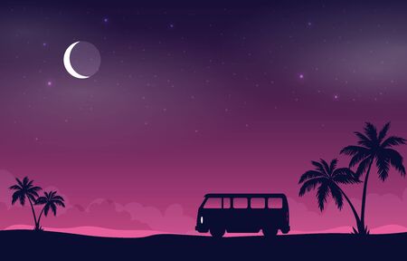 Flat vector banner with landscape. Background illustrationのイラスト素材