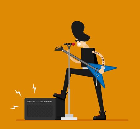 Flat vector brutal cartoon rockerのイラスト素材