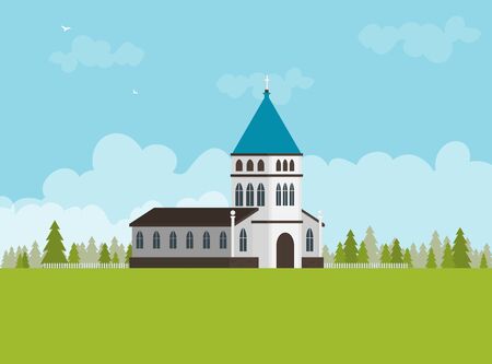 Christian church flat vectorのイラスト素材