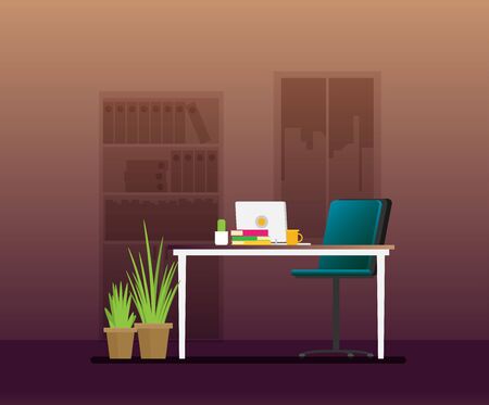 Empty ceo office interior. Flat vector.のイラスト素材