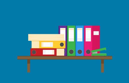 Set of colored ring binders isolated. Vector illustration in flat styleのイラスト素材