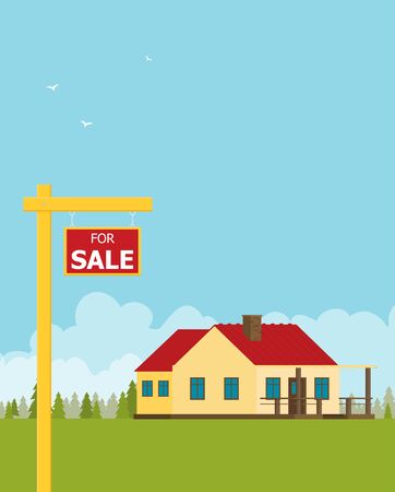 Family home in flat style. Vector illustration.のイラスト素材