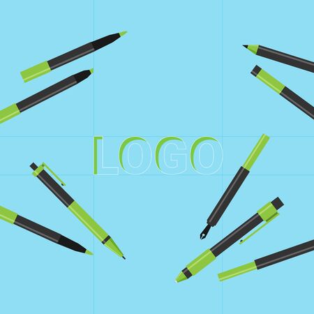 Logo creating. Colorful flat design icon. Vector illustrationのイラスト素材