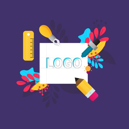 Logo creating. Colorful flat design icon. Vector illustrationのイラスト素材
