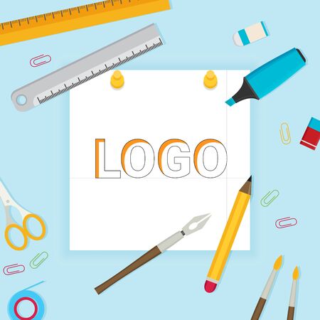 Logo creating. Colorful flat design icon. Vector illustrationのイラスト素材