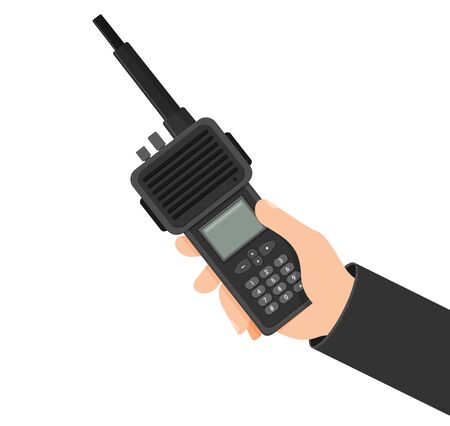 Modern portable handheld radio device. Vector illustration in flat styleのイラスト素材