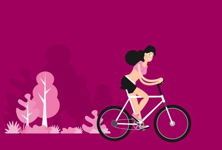 Happy girl riding a bicycle. Vector illustrationのイラスト素材