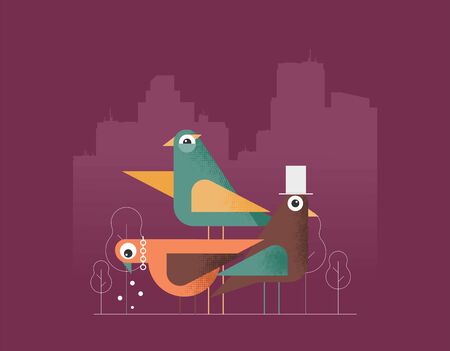 Cute Bird Flat vector designのイラスト素材