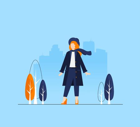 Young woman. Vector flat style cartoon illustrationのイラスト素材