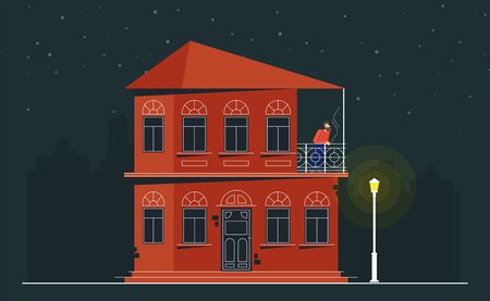 Downtown vector building illustration isolated on white backgroundのイラスト素材