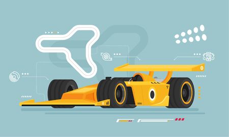 Vector racing car isolated on color backgroundのイラスト素材