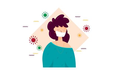 Man wearing protective Medical mask for prevent virusのイラスト素材