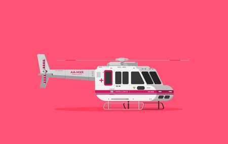 Ambulance helicopter in flat style. Vector illustration.のイラスト素材