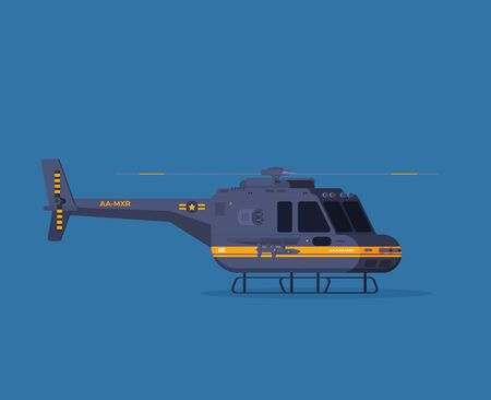 Flat style illustration helicopter isolated on color backgroundのイラスト素材