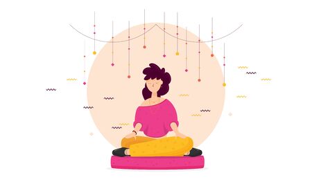 Woman at meditation session flat design style characterのイラスト素材