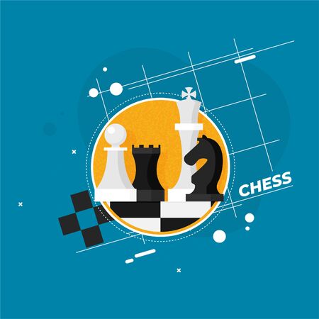 Flat design modern vector illustration concept of business strategy with chess figures on a chess board.のイラスト素材