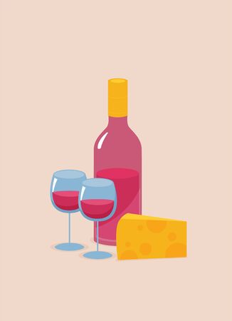 Colored flat design vector illustration wineのイラスト素材