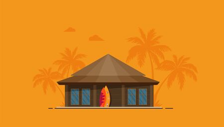 Summer holidays vector illustration flat. Bungalowのイラスト素材