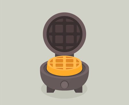 Waffle maker in flat design style isolated on color backgroundのイラスト素材