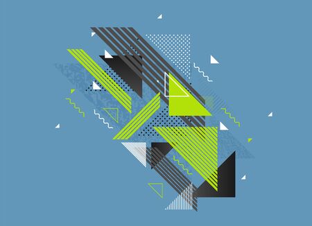 Flat vector. Minimal geometric background. Dynamic shapes compositionのイラスト素材