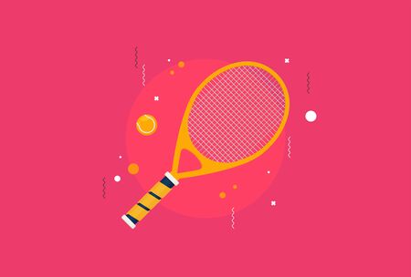 Vector set of tennis rackets and tennis ballsのイラスト素材