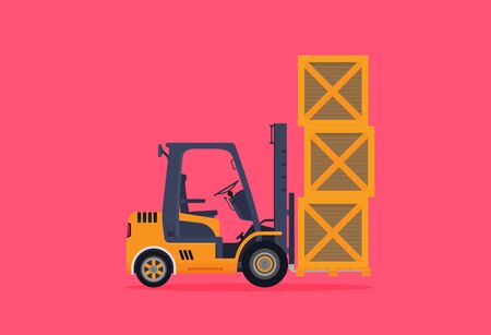 Vector illustration of forklift truck in flat styleのイラスト素材