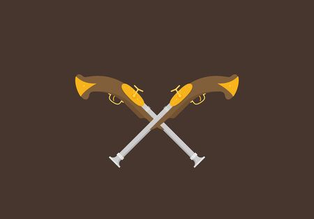 Pirate pistols flat vector isolated on background