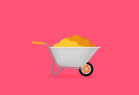 Flat vector gardening wheelbarrow isolated on color backgroundのイラスト素材