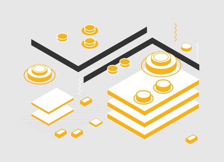 Flat vector. Minimal geometric background. Dynamic shapes composition.  vector.のイラスト素材