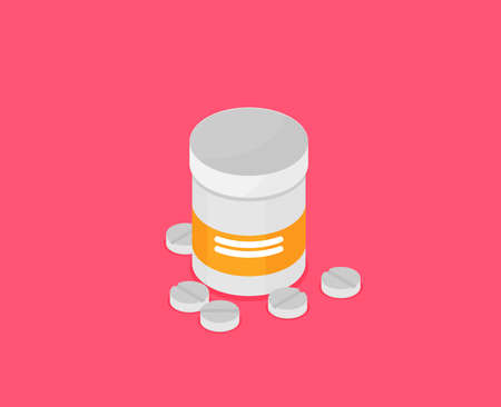 Flat 3d isometric pharmaceutics pharmacy drugのイラスト素材
