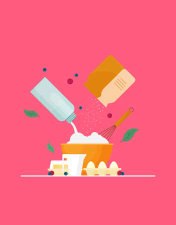 Kitchen design over color background, flat vector illustrationのイラスト素材