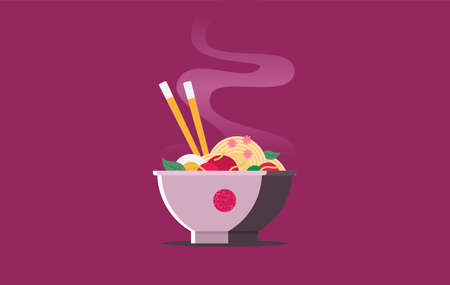 Flat noodle ramen graphic vector illustrationのイラスト素材