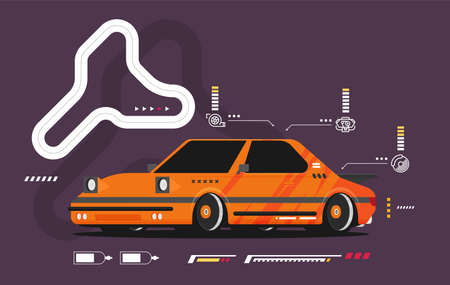 Vector racing car isolated on color backgroundのイラスト素材