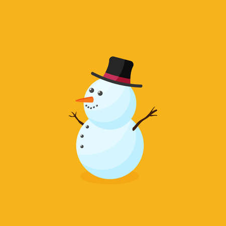 Flat vector snowman isolated on color backgroundのイラスト素材