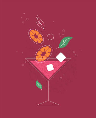 Isolated vector cocktail in flat styleのイラスト素材