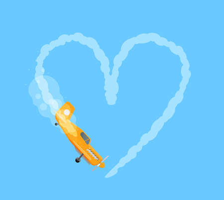 Plane. Aerobatics. Heart. Flat vectorのイラスト素材
