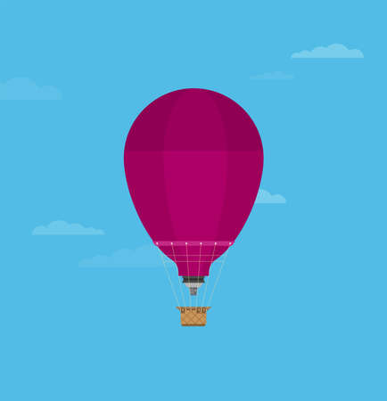 hot air balloon. Planning summer vacations. Tourism and vacation theme. Flat design vector illustration.のイラスト素材