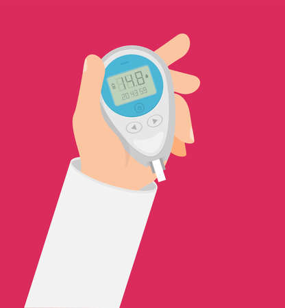 Blood Glucose Test. Home glucometer flat vectorのイラスト素材