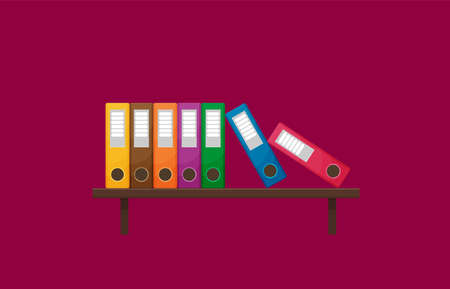 Set of colored ring binders isolated. Vector illustration in flat styleのイラスト素材