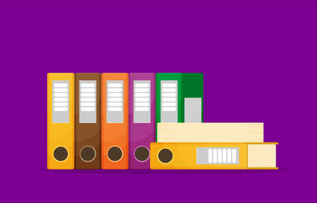 Set of colored ring binders isolated. Vector illustration in flat styleのイラスト素材