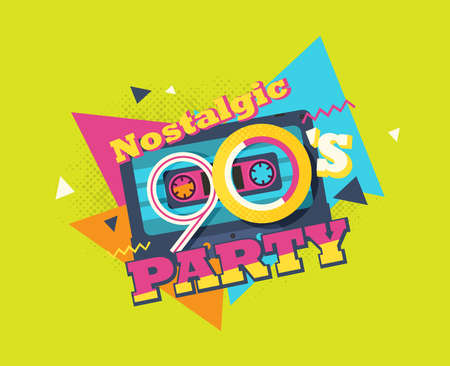 Party time The 90s style label. Vector illustration retro backgroundのイラスト素材