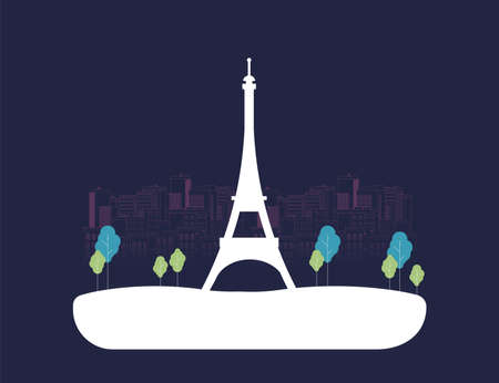 Paris city flat vector illustration