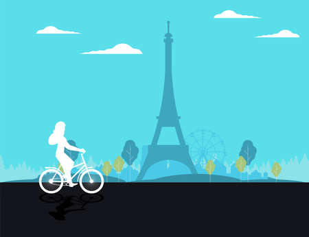 Paris city flat vector illustrationのイラスト素材