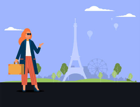 Paris city flat vector illustrationのイラスト素材