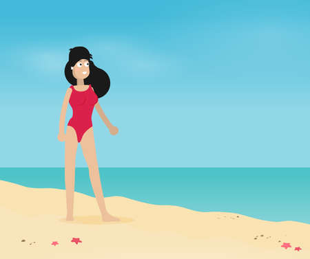Summer holidays vector illustration, flat design beach