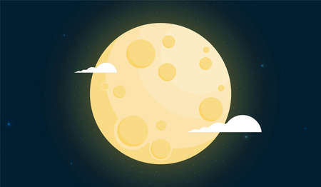 Moon in flat design style.のイラスト素材