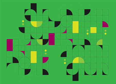 Flat vector. Minimal geometric background. Dynamic shapes compositionのイラスト素材