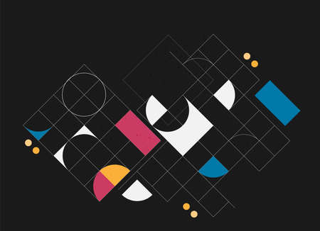 Flat vector. Minimal geometric background. Dynamic shapes composition