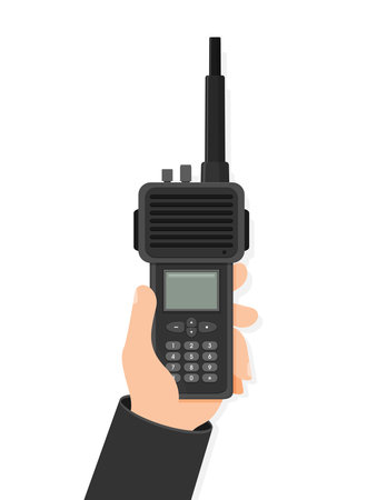 Modern portable handheld radio device. Vector illustration in flat styleのイラスト素材