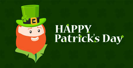 Saint Patrick's Day character leprechaun with green hat, red beard vectorのイラスト素材